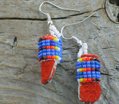 American Indian Beaded Moccasin Earrings C